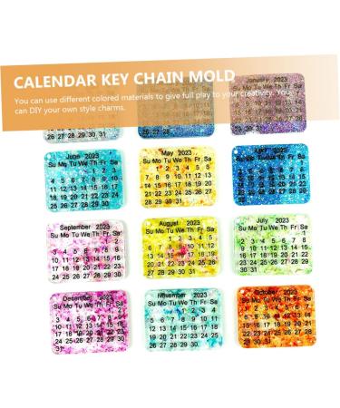 LALAFINA Mold Epoxy Chic Silicone Key Calendar Pendant Keychain Creative Multipurpose Making Chain for Diy White 25.3x24cm - Buy Online on GoSupps.com