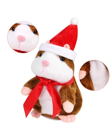 ITODA Talking Hamster Toy Funny Repeats What You Say Plush Hamster Toy with Scarf and Hat Electronic Plush Noding Sound Recording Doll Stuffed Toys for Girls Boys Christmas Birthday Gift Brown
