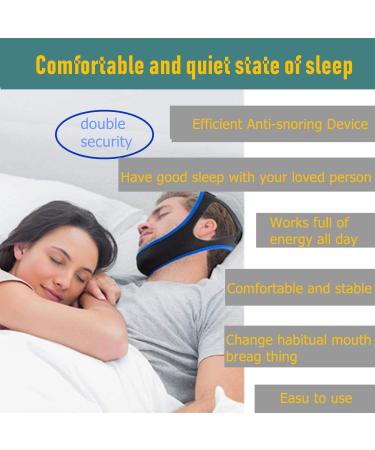 Adjustable Anti Snoring Chin Strap with 4 Nose Clips - Effective Snoring Solution in Blue and Black - Buy Online on GoSupps.com