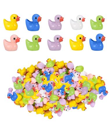 Movstriker 100Pcs Mini Resin Ducks Multicolor Tiny Ducks Landscape Decorations Miniature Duck Figures for Home Hide Prank Game Dollhouse Decor Garden Aquarium Potted Ornament 100Pcs-6 Color