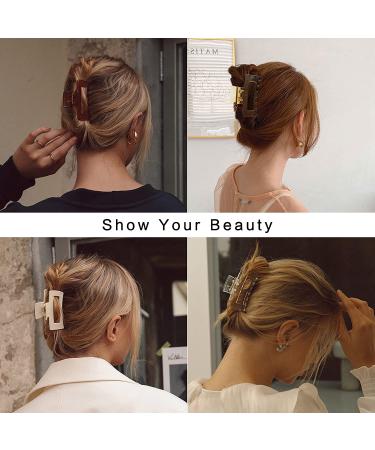 6 Pack Large Non-Slip Hair Claw Clips for Women - 4.1 Inch Rectangle & Square Acrylic Jumbo Clips for Thick Hair - Buy Online on GoSupps.com