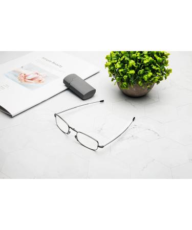Cokobin Foldable Reading Glasses - Stainless Steel Anti-Blue Light +1.5 Magnification Unisex Reading Aid with Hard Shell Case (Gray) - Buy Online on GoSupps.com