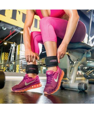 EVONESS Ankle Straps with Carry Bag - Premium Fitness Attachment for Cable Machines and Resistance Bands - Ideal for Weightlifting, Leg, Abs, and Glute Exercises - Pink - Buy Online on GoSupps.com