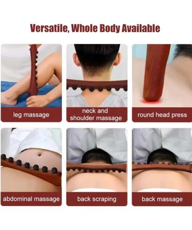 Massage Wood Stick - 3 Rows 31 Pearl Points - Ultimate Body Muscle Tension Relief Tool - Buy Online on GoSupps.com