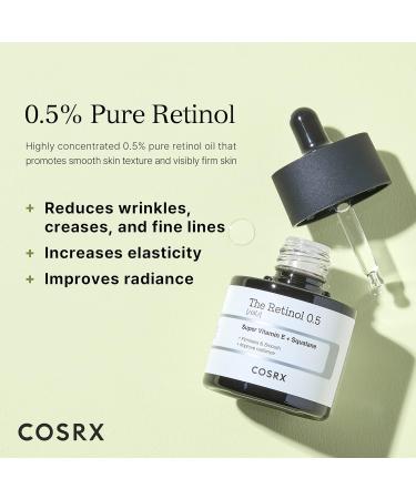 COSRX Retinol 0.5 Oil Anti-aging Serum - Reduce Wrinkles and Fine Lines - Gentle Skin Care - Day and Night Treatment - Cruelty-Free Formula - No Parabens - Buy Online on GoSupps.com