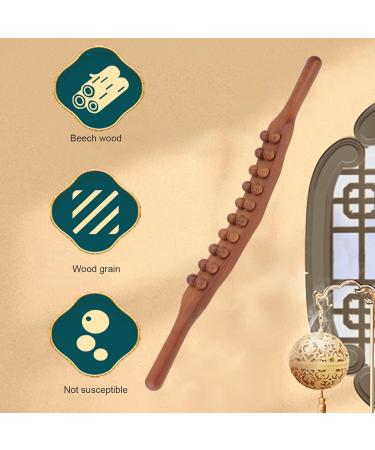 Jiawu Book Massage Roller Stick - 20 Pearls Wooden Gua Sha & Lymph Drainage Device for Body Massage & Acupuncture Relief - Buy Online on GoSupps.com