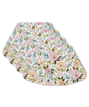 CounterArt Cascade Floral Wedge Shaped Reversible Easy Care Flexible Plastic Placemat 4 Pack Made in The USA 17.75 x 11.25 Colorful Reversible Easily Wipes Clean
