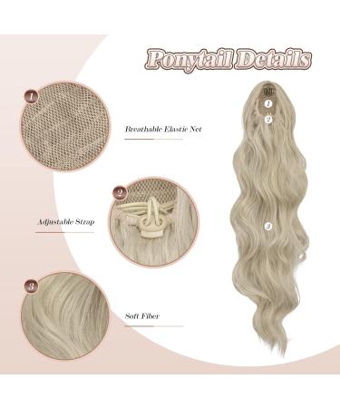 Feshfen Ashblond 60cm Ponytail Hair Extension - Wavy Curly Synthetic Hair Part for Women - Buy Online on GoSupps.com