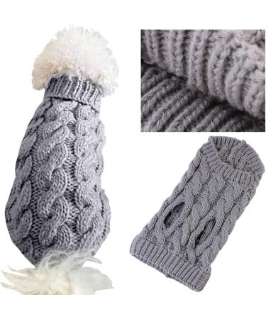 Famkit Pet Dog Roll Collar Sweater - Stylish & Warm Knitwear for Small Dogs (Size L: 8.8-11lb) - Premium Gray Dog Clothing - Buy Online on GoSupps.com