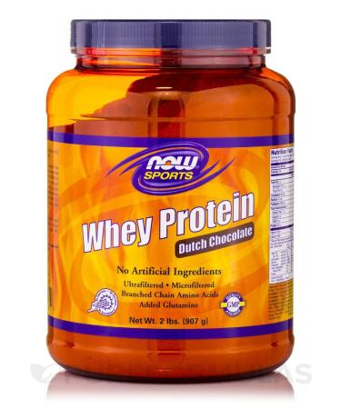 NOW Sports - Whey Protein Dutch Chocolate Flavor - 2 lbs (907 Grams) by NOW