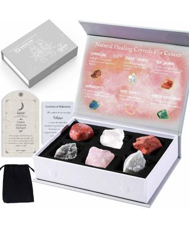 Faivykyd Zodiac Cancer Birthday Crystals Gift Natural Spiritual Crystals with Horoscope Box Zodiac Birthstone Crystal Set Birthday Gifts for Women Men Friends Healing Crystal for Beginners