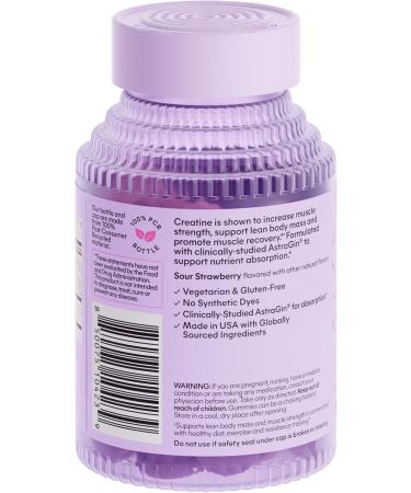 Lemme Creatine Monohydrate Gummies for Women and Men 5g Dose to Support Lean Muscle Strength Recovery Cognitive Health w/Ginseng for Absorption Sour Strawberry NSF Certified 60 Gummies - Buy Online on GoSupps.com