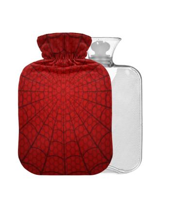 Spider Web Hot Water Bottle with Cover 1L Small Hot Water Bag for Pain Relief Back Pain Hot and Cold Therapy BPA Free