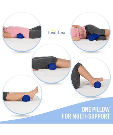 Healthex Memory Foam Cervical Neck Roll Pillow - Round Cylinder Bolster Support for Sleeping, Bed & Legs in Blue - Buy Online on GoSupps.com