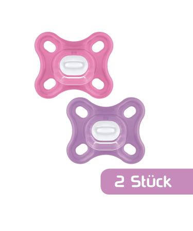 MAM Comfort Schnuller 2 Set | Lightweight Silicone Pacifiers for Newborns | 0+ Months | Pink/Purple | Soft MAM Skinsoft & Pacifier Box - Buy Online on GoSupps.com
