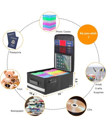 Fireproof Photo Storage Box with Lock - 16 Multi-Colored Cases - Collapsible Organizer for Pictures, Albums, Stickers, Stamps, Cards - 14 x 10.4 x 5.5 - Buy Online on GoSupps.com