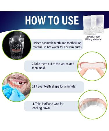 2 PCS Dentures Teeth for Women and Men - Comfortable Dental Veneers for Upper and Lower Jaw - Natural Temporary Fix for Confident Smile - Buy Online on GoSupps.com