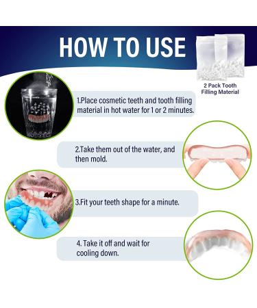 2 PCS Fake Teeth Dentures for Upper and Lower Jaw - Natural & Comfortable Smile Solution - Buy Online on GoSupps.com