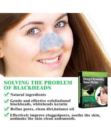 80 Pcs Nose Strips Pore Blackhead Remover Strips Nose Charcoal Bamboo Deep Cleansing of Blackheads Remover to All Skin Types Nose Blackhead Removal Skin Care at Home for Women Men(Black) - Buy Online on GoSupps.com