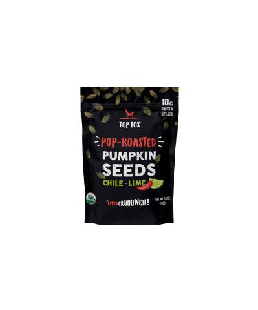 Top Fox Snacks - Organic Pop-Roasted Pumpkin Seeds | Healthy Protein Snacks - Gluten Free - Keto and Vegan Friendly (Chile Lime, 3.5 oz - 6 Pack) Chile Lime 3.5 Ounce (Pack of 6)