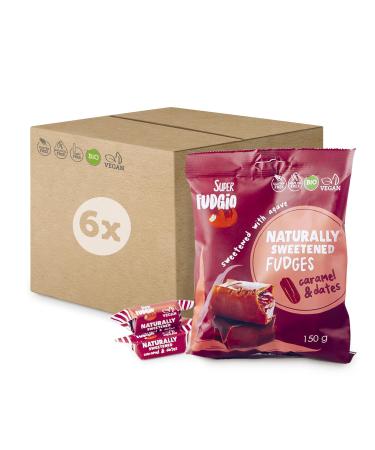 Super Fudgio Bio Bonbons - Agave and Dattel - vegan and gluten -free - Organic caramel candies without palm oil - with organic coconut milk and coconut sugar |6x150g multipack agave and date 1 piece (6 Pack)