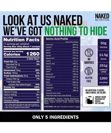 NAKED Vanilla Mass Gainer (8LB Bulk) Creatine Monohydrate 500g (100 Servings) Non-GMO Gluten Free Soy Free No Fillers Strength Support - Buy Online on GoSupps.com