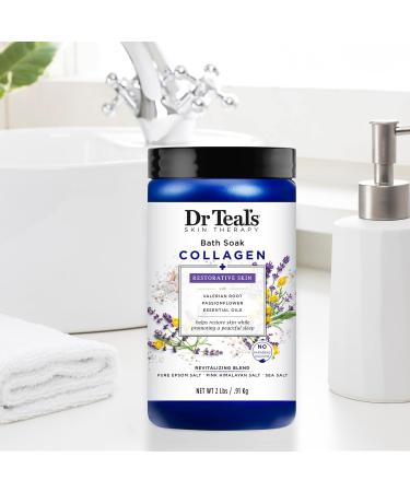 Dr Teal's Collagen + Restorative Skin Therapy Epsom Salt Bath Soak with Valerian Root & Essential Oils, 2 lbs - Buy Online on GoSupps.com