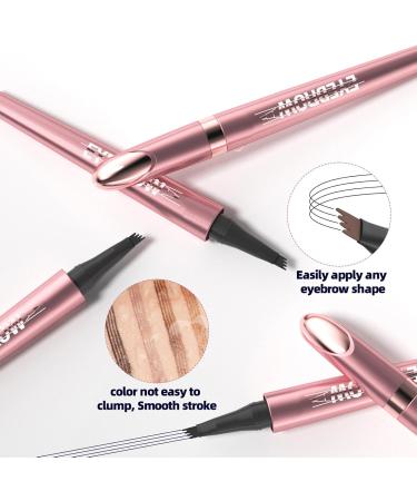 Eyebrow Pencil With 4 Fork Tip Easily Create Long-lasting Natural Eyebrow Makeup 3D Microblading Eyebrow Pencil Waterproof & Stain Resistance Eyebrow Pen (Black) - Buy Online on GoSupps.com