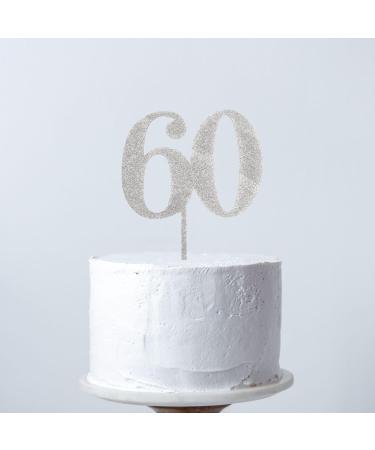 Number 60 HAPPY BIRTHDAY Silver Glitter ACRYLIC Cake Topper - Buy Online on GoSupps.com