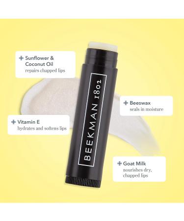 Buy Beekman 1802 Lip Balm (0.15 oz Pack of 3) - Goat Milk Vitamin E & Beeswax for Dry Lips - Sensitive Skin Cruelty Free Fragrance-Free - Buy Online on GoSupps.com