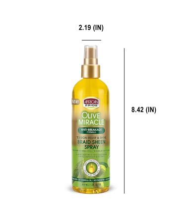African Pride Olive Miracle Braid Sheen Spray (3 Pack) with tea tree oil and olive oil to protect and moisturize scalp and hair.12oz. 12 Fl Oz (Pack of 3) - Buy Online on GoSupps.com