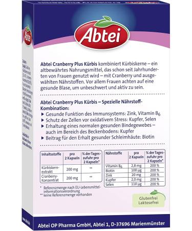 Abbey Cranberry Plus Pumpkin - High-Dose Nutritional Supplement for Connective Tissue Mucous Membrane & Immune Health - Zinc Selenium Biotin & B Vitamins - 30 Capsules (1 Pack) - Buy Online on GoSupps.com