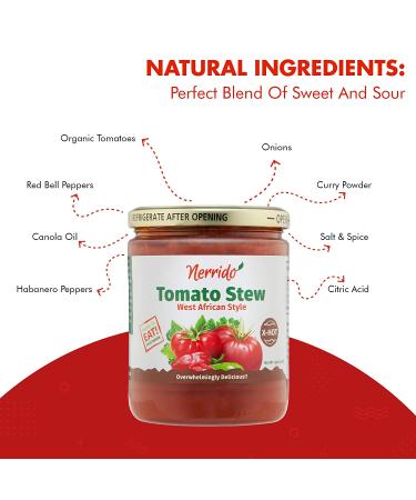 NERRIDO Organic African Stewed Canned Tomatoes & Jollof Sauce 16oz - X-Hot 1 Pack - Buy Online on GoSupps.com