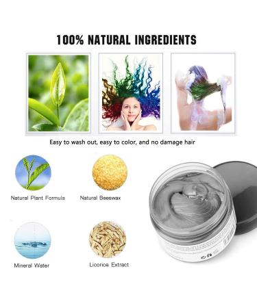 Silver Gray Hair Color Wax 4.23 oz - Natural Temporary Hairstyle Cream for Party, Cosplay & Clubbing - Buy Online on GoSupps.com