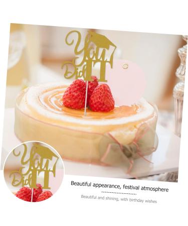 TOPBATHY Birthday Cake Toppers 10pcs 2021 Graduation Cake Arrangement Food Socket Paper Cake Topper Golden 13x13.5cm - Buy Online on GoSupps.com