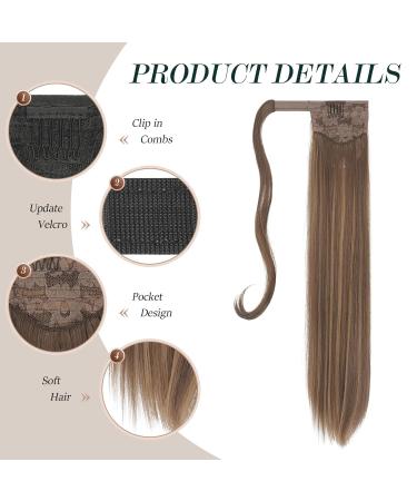 Buy Golden Brown Mixed Blonde 60 cm Synthetic Hair Extensions - Long Smooth Ponytail Braid for Women & Girls - Buy Online on GoSupps.com