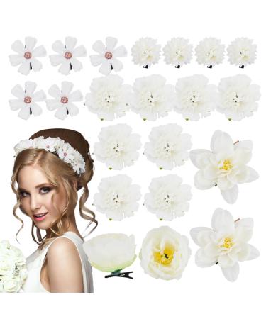 BOFUNX 21 Pieces Flower Hair Clip Flower Hair Clips Girls Hair Clips Children Women Hair Accessories Party Wedding J