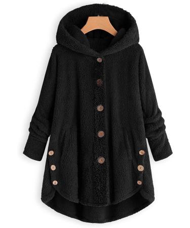 Hanxiulin Oversized Plush Jacket for Women - Warm Lined Transition Coat Casual Fashion Hoodies - Winter Black Quilted Jacket - Size 4L - Buy Online on GoSupps.com