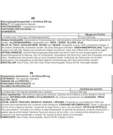 Now Foods L-Ornithine 500 mg - 120 Vegan Capsules | Amino Acids for Enhanced Performance | International Shipping Available - Buy Online on GoSupps.com