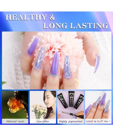 Poly Nail Extension Gel Kit - 8 Colors Builder Poly Nails Gel Set with Glitter, Base Top Coat, French Manicure Set - Perfect Valentine's Day Gift for Beginners - Buy Online on GoSupps.com