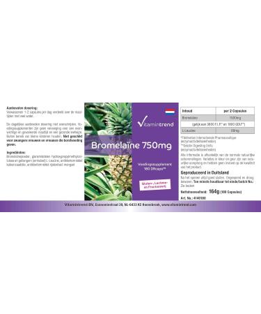 Bromelain 750mg - 180 capsules - vegan - high dose - Bromelain | Vitamintrend  - Buy Online on GoSupps.com