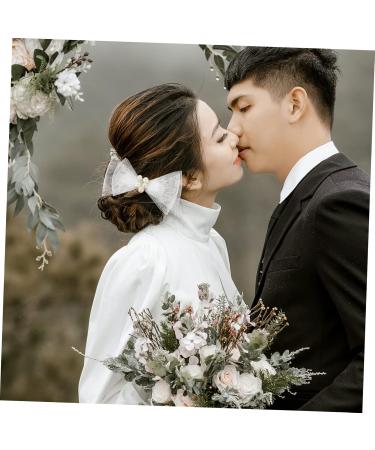 DOITOOL Mesh Pearl Headdress Decorative Hair Clips Large Hair Bow Clip Bridesmaid Hair Accessories Pearl Bow Hairpin Girl Hair Accessories Girls Veil White Miss Bow Tie - Buy Online on GoSupps.com