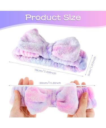 Spa Bowknot Headband for Women - Soft Coral Fleece Elastic Hair Band for Makeup & Shower | Pink-Violet Cosmetic Headwrap - Buy Online on GoSupps.com
