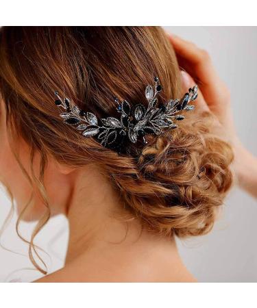 Brishow Black Wedding Hair Comb - Rhinestone Opal Crystal Bridal Hair Clip - Buy Online on GoSupps.com