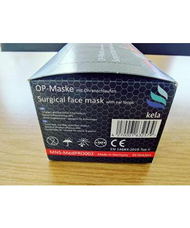 Kela OP Mask - 50x Black Medical Masks Made in Germany | Oeko-Tex Certified | Premium Respiratory Protection | MNS Type IIR Disposable Masks (50 Pack) - Buy Online on GoSupps.com