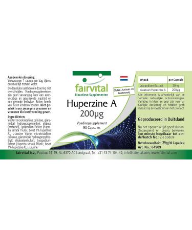 Fairvital | Huperzine A 200mcg - Lycopod Extract - 90 Capsules - Pure Substance - Buy Online on GoSupps.com