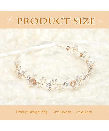 Sightor Rosegold Bridal Headband - Crystal Pearl Rhinestone Hair Jewelry for Bride & Bridesmaids - Buy Online on GoSupps.com