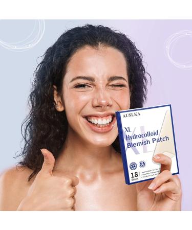 AUSLKA Acne Pimple Patch XL - 18 Hydrocolloid Strips for Large Pimples - Effective Acne Treatment (Pack of 9) - Buy Online on GoSupps.com