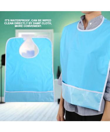 Adult Bib Pvc Waterproof Bib for Elderly Care Soft Cotton Reusable and Washable Bibs Elder Mealtime Eating Bib Clothes Clothing Protector Dining Aid(Light Blue) - Buy Online on GoSupps.com