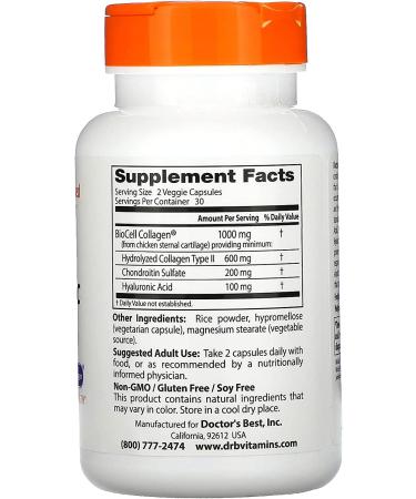 Doctor's Best Hyaluronic Acid + Chondroitin Sulfate - 60 Veggie Caps for Joint Health - Buy Online on GoSupps.com